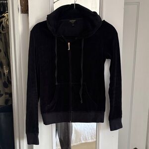 Juicy Couture Black Velour Zip-Up Hoodie Jacket